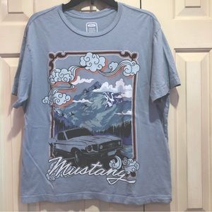 Ford Mustang Graphic Retro Tee Blue Mountains Womens Size L